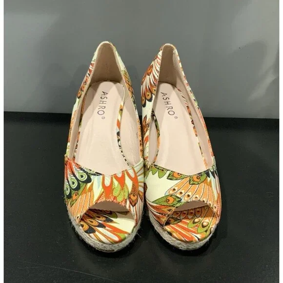 Ashro Espadrille Canvas Wedge NWT Size 9M - Picture 4 of 5